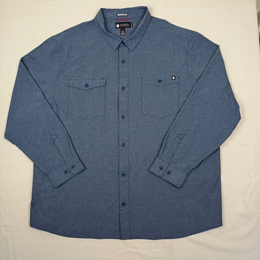 Alaskan Hardgear Duluth Trading Mens 3XL Blue Untucked Button Down Shirt L/S